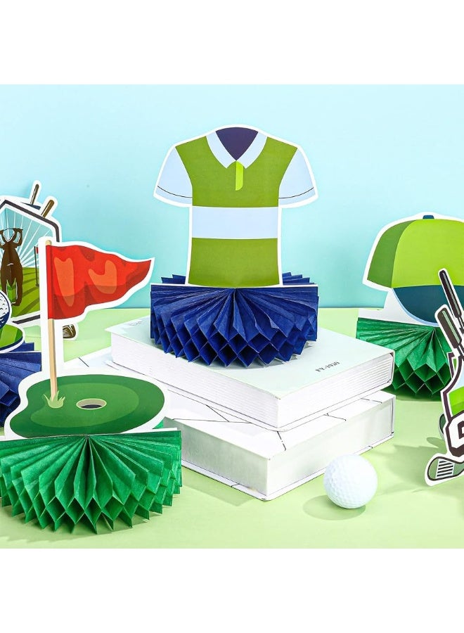 Teling 12 Pieces Golf Party Decorations Golf Honeycomb Centerpieces Golf Party Centerpieces for Tables Golf Cake Topper Golf Party Supplies for Birthday Baby Shower Sport Themed Party Decor, 12 Styles - Image 5