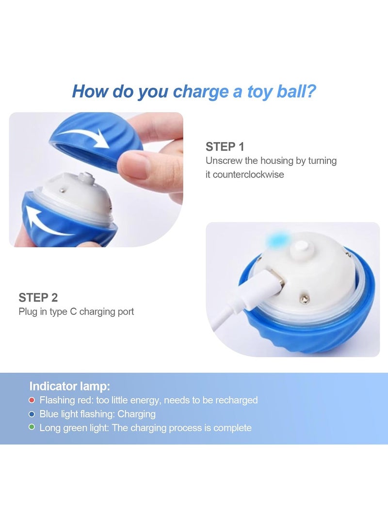 Interactive Dog Toys - Self Rolling Dog Ball with Anti-Chewer Cover for Small/Medium/Large Puppy, Active Rolling Ball for Dogs Enrichment, Motion Activated Toys That Move Its Own (Blue) - Image 4