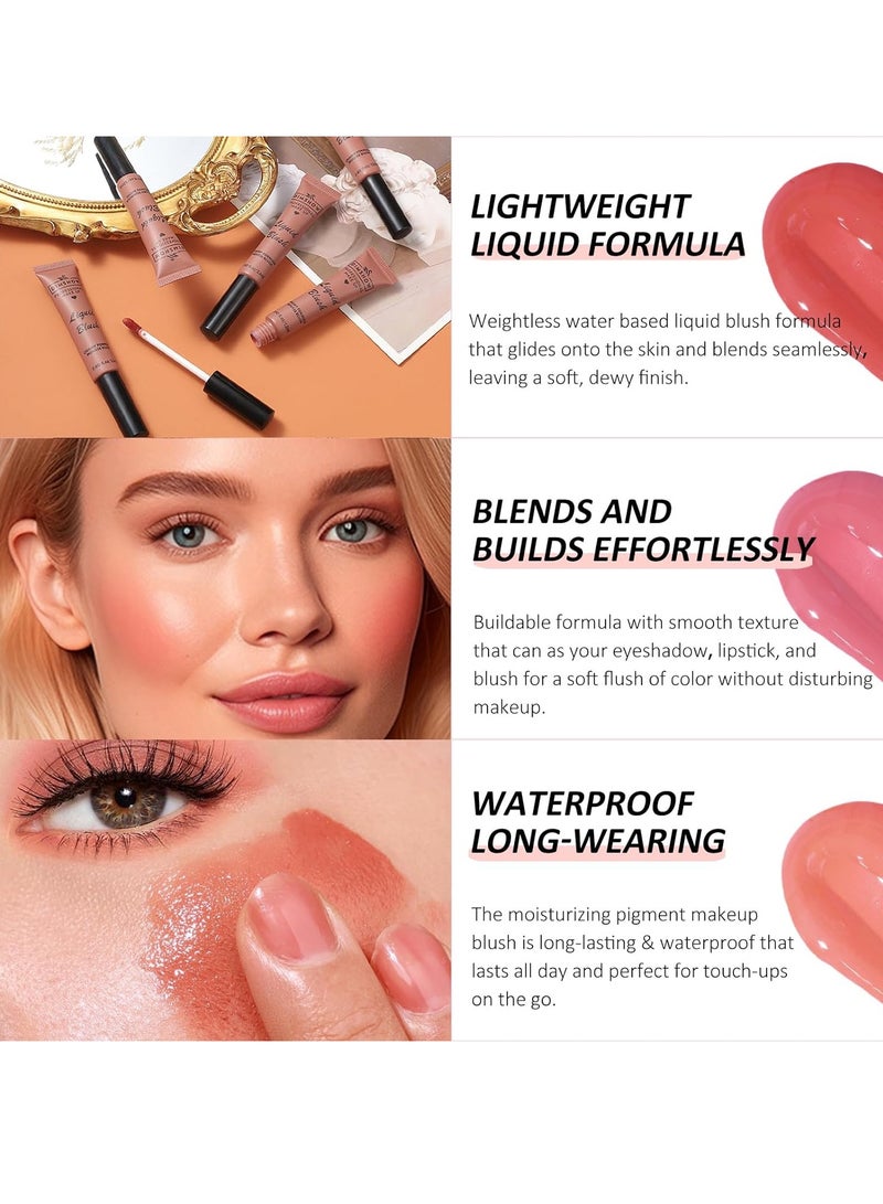 DIMSHOW Liquid Blush Creamy Formula Mousse Blush Creamy Liquid Matte Finish Blusher Face Beauty Makeup Liquid Tinted Mousse Blush Eyeshadow and Lipstick Long Wearing Moisturizing Blush 06 - Image 3