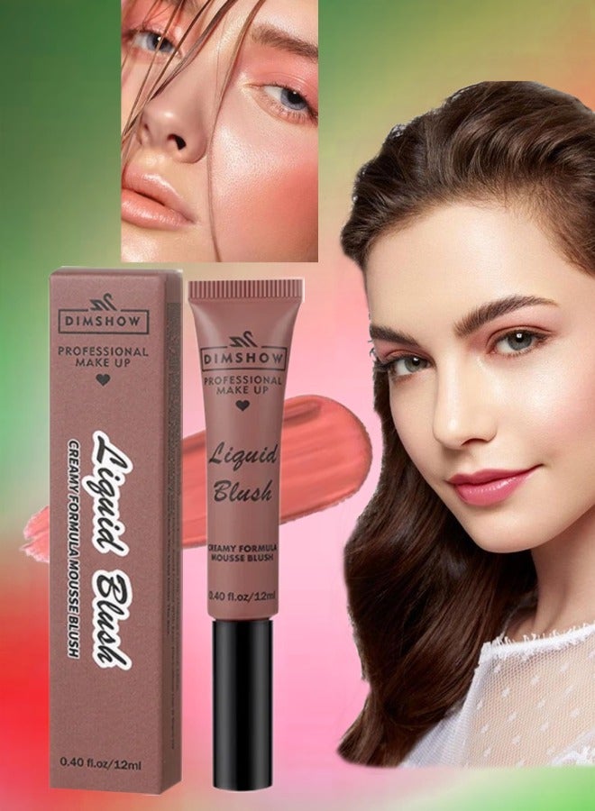 DIMSHOW Liquid Blush Creamy Formula Mousse Blush Creamy Liquid Matte Finish Blusher Face Beauty Makeup Liquid Tinted Mousse Blush Eyeshadow and Lipstick Long Wearing Moisturizing Blush 06 - Image 1