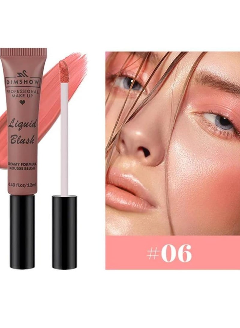 DIMSHOW Liquid Blush Creamy Formula Mousse Blush Creamy Liquid Matte Finish Blusher Face Beauty Makeup Liquid Tinted Mousse Blush Eyeshadow and Lipstick Long Wearing Moisturizing Blush 06 - Image 2