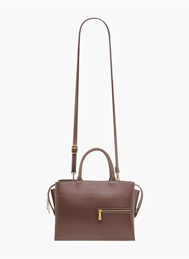 Flora Bella By Shoexpress Women Solid Tote Bag with Handles and Zip Closure