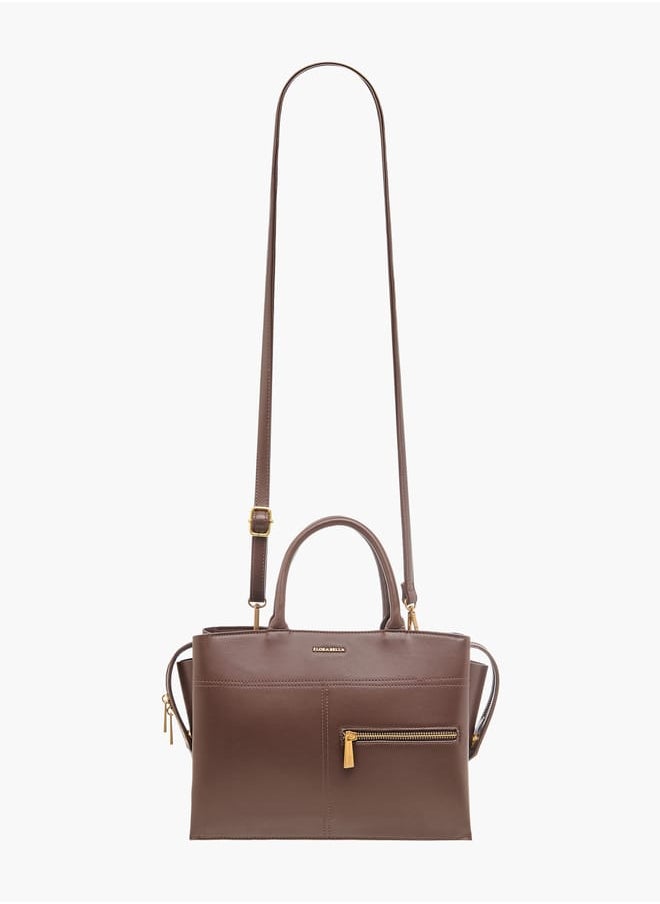 Flora Bella By Shoexpress Women Solid Tote Bag with Handles and Zip Closure  - Image 2