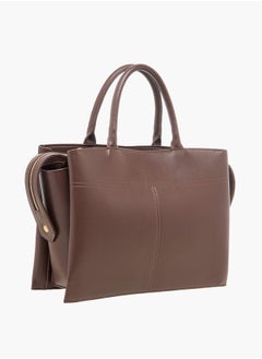 Flora Bella By Shoexpress Women Solid Tote Bag with Handles and Zip Closure  - Image 3