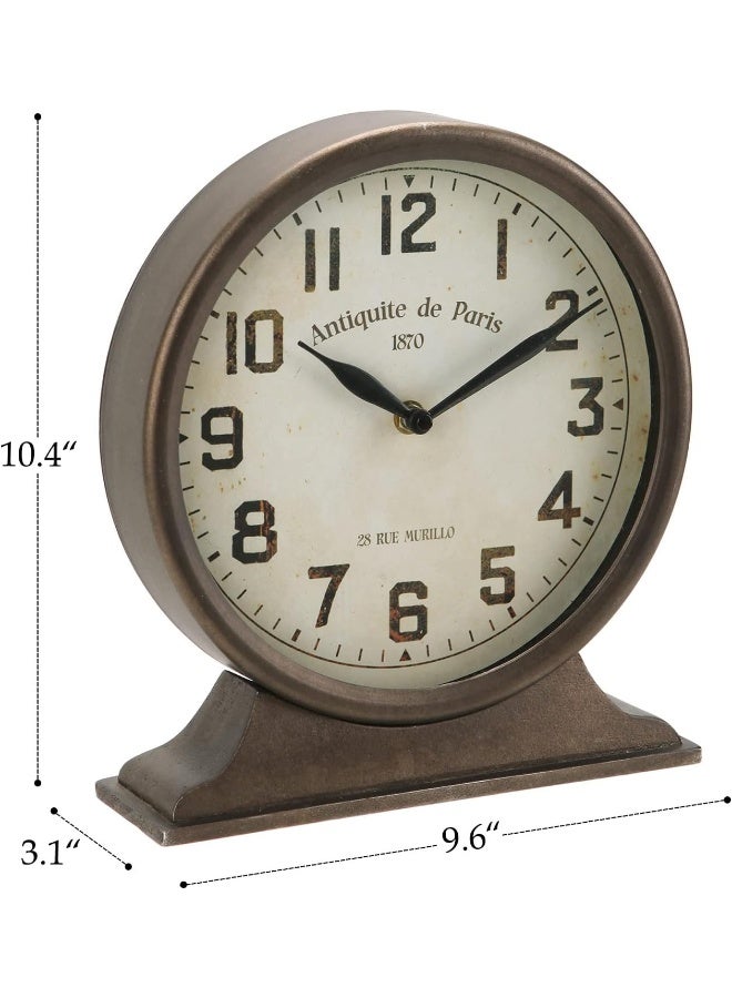 NIKKY HOME NIKKY HOME Antique Mantel Clock Battery Operated Decorative Desk Table Clock for Home Office Living Room Bed Room Brown  - Image 2