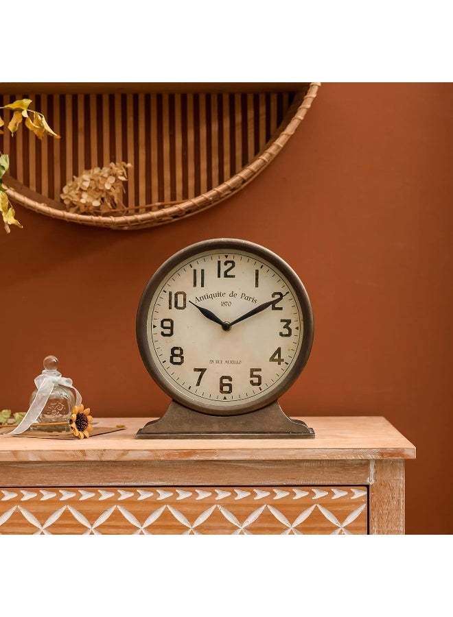 NIKKY HOME NIKKY HOME Antique Mantel Clock Battery Operated Decorative Desk Table Clock for Home Office Living Room Bed Room Brown  - Image 5