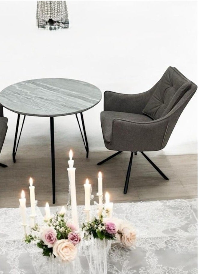 l'elefante 2-Seater Tea Table Set with Cushioned Chairs – Modern Wooden Coffee Table with Steel Frame – Compact Outdoor & Indoor Seating for Balcony, Garden, Living Room, Patio – Minimalist Design  - Image 2