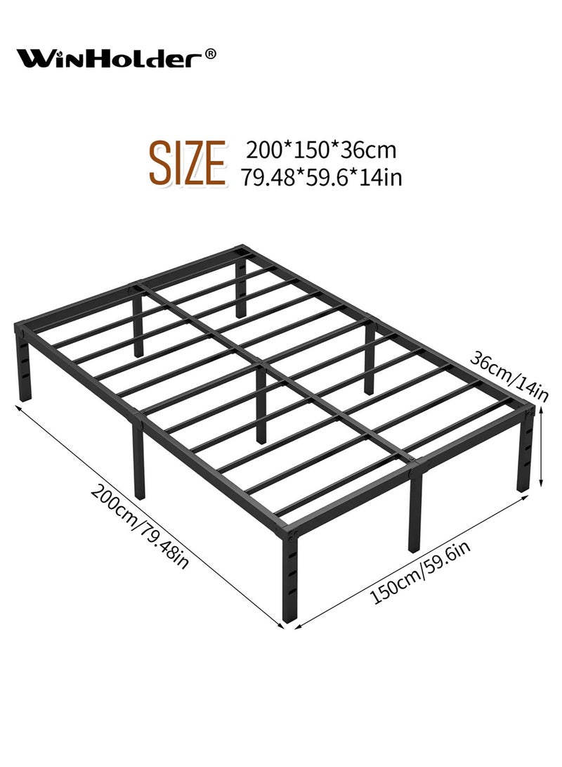وين هولدر إطار سرير معدني بحجم كوين، ارتفاع 150 سم × 200 سم، مزود بمساحة تخزين، لا حاجة لقاعدة سرير زنبركية بفضل دعامات الشرائح الفولاذية المتينة، قاعدة مرتبة متينة شديدة التحمل، سهل التركيب، مناسب لغرفة النوم - Image 2