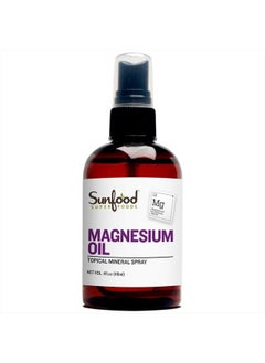 sunfood superfoods Sunfood Magnesium Oil Spray | Premium Pharmaceutical Grade | Sourced from Dead Sea Salt | Easily Absorbed | Highly Concentrated- 125mg Magnesium Per Spray | 4 oz Bottle  - Image 1