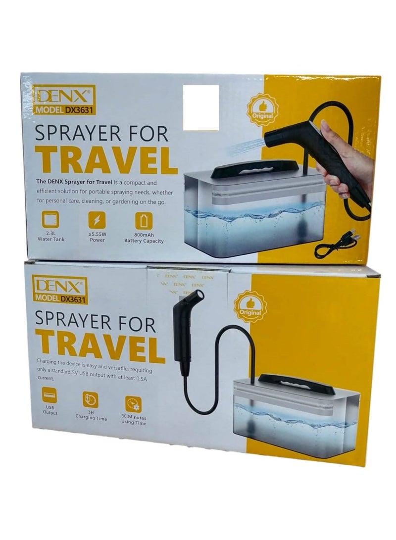 Denx Portable Travel Electric Rechargeable Handheld Personal Bidet Sprayer for Hygiene Cleaning for Toilet with 2.3 liters Water container - Image 2