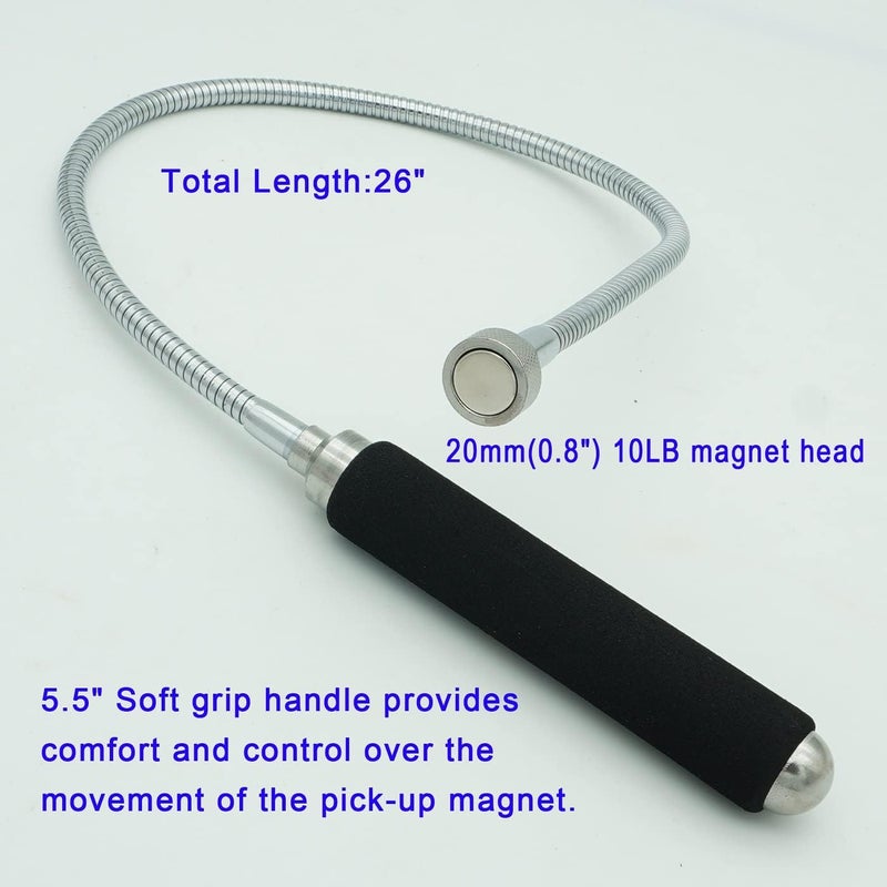 VASTOOLS Flexible Magnetic Pickup Tool Set, 5LB & 10LB, 26" Bendable Extension Magnetic Pickup - Image 4