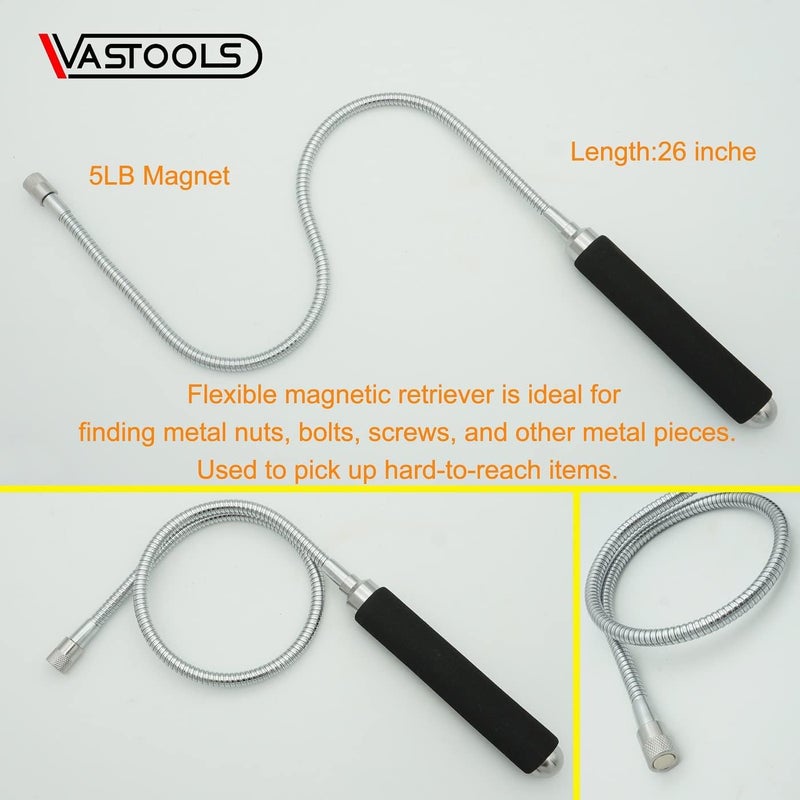 VASTOOLS Flexible Magnetic Pickup Tool Set, 5LB & 10LB, 26" Bendable Extension Magnetic Pickup - Image 5