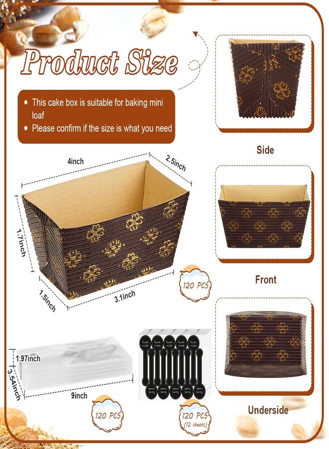 Sliner 120 Pcs Mini Paper Loaf Pans Set Rectangle Disposable Paper Baking Pans, Translucent Plastic Bags with Hand Made Stickers for Homemade Bread Baker and Bakery Owner, Microwave Oven Freezer Safe - Image 2