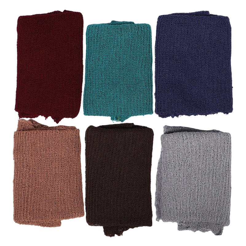 6Pcs Newborn Photography Set Elastic Wraps Photo Props Gray Coffee Wine Red Green Chocolate Navy - Image 2