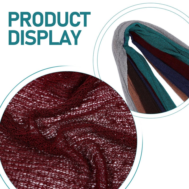 6Pcs Newborn Photography Set Elastic Wraps Photo Props Gray Coffee Wine Red Green Chocolate Navy - Image 4