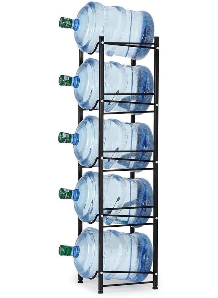 Generic - Single Row Bucket Rack Office Multi-layer Storage Rack Floor-Standing Storage Rack Drinking Water Bucket Rack Bottled Water Rack Bracket Black (5-Tier Water Cooler Jug Rack) - Image 1