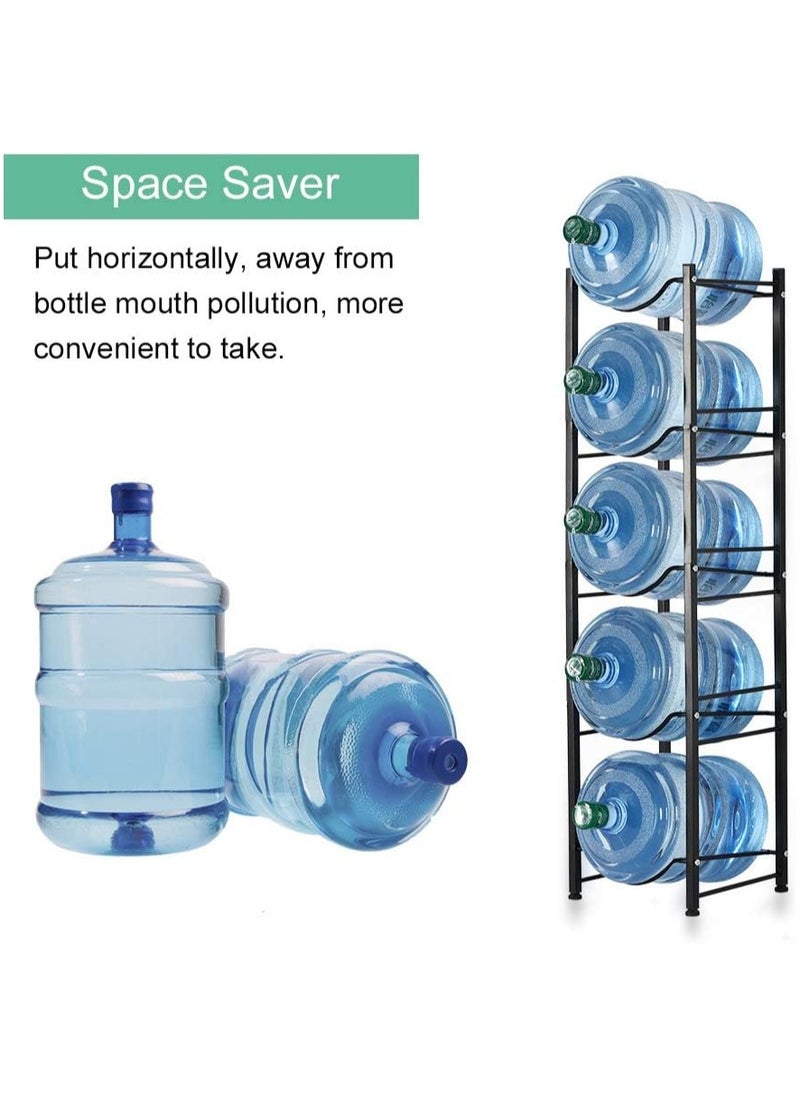 Generic - Single Row Bucket Rack Office Multi-layer Storage Rack Floor-Standing Storage Rack Drinking Water Bucket Rack Bottled Water Rack Bracket Black (5-Tier Water Cooler Jug Rack) - Image 1