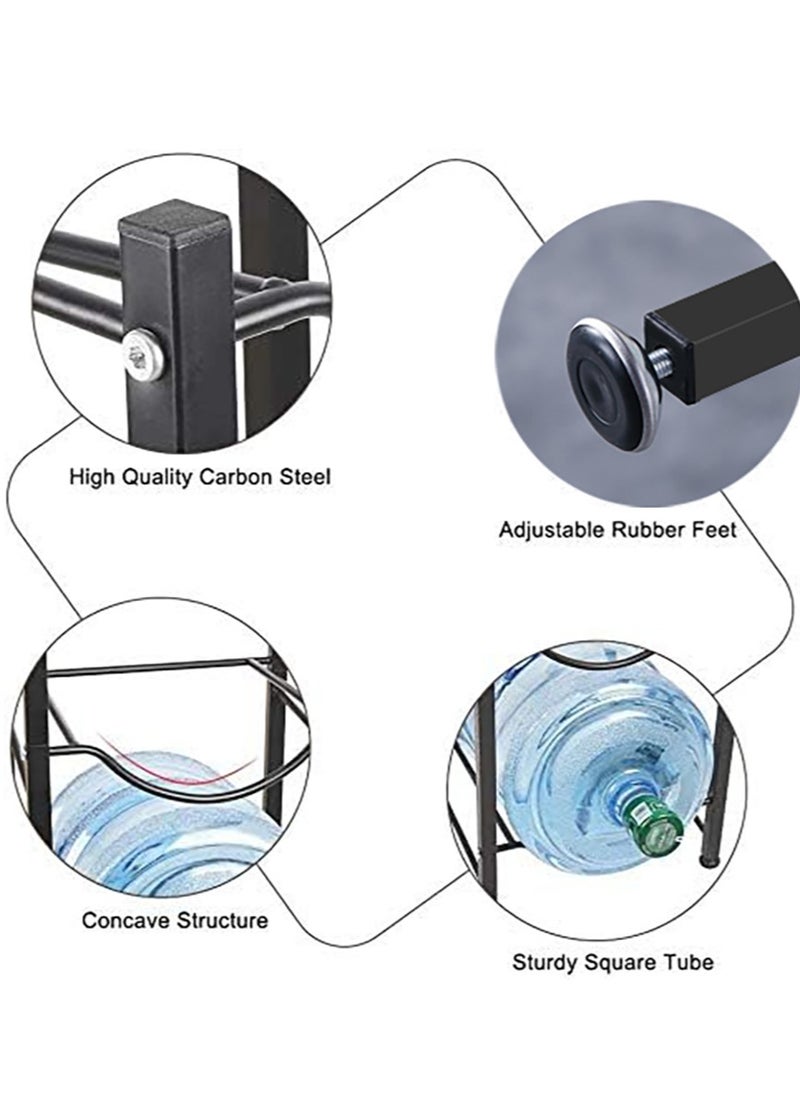 Generic - Single Row Bucket Rack Office Multi-layer Storage Rack Floor-Standing Storage Rack Drinking Water Bucket Rack Bottled Water Rack Bracket Black (5-Tier Water Cooler Jug Rack) - Image 1