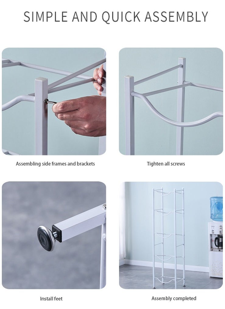 Generic - Single Row Bucket Rack Office Multi-layer Storage Rack Floor-Standing Storage Rack Drinking Water Bucket Rack Bottled Water Rack Bracket Black (5-Tier Water Cooler Jug Rack) - Image 1