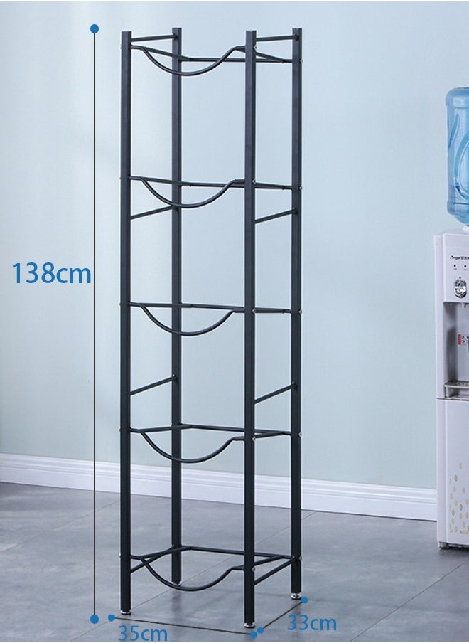 Generic - Single Row Bucket Rack Office Multi-layer Storage Rack Floor-Standing Storage Rack Drinking Water Bucket Rack Bottled Water Rack Bracket Black (5-Tier Water Cooler Jug Rack) - Image 1