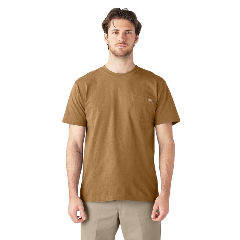 Dickies Mens Heavyweight Crew Neck Short Sleeve Tee Henley Shirt Brown Duck XLarge US