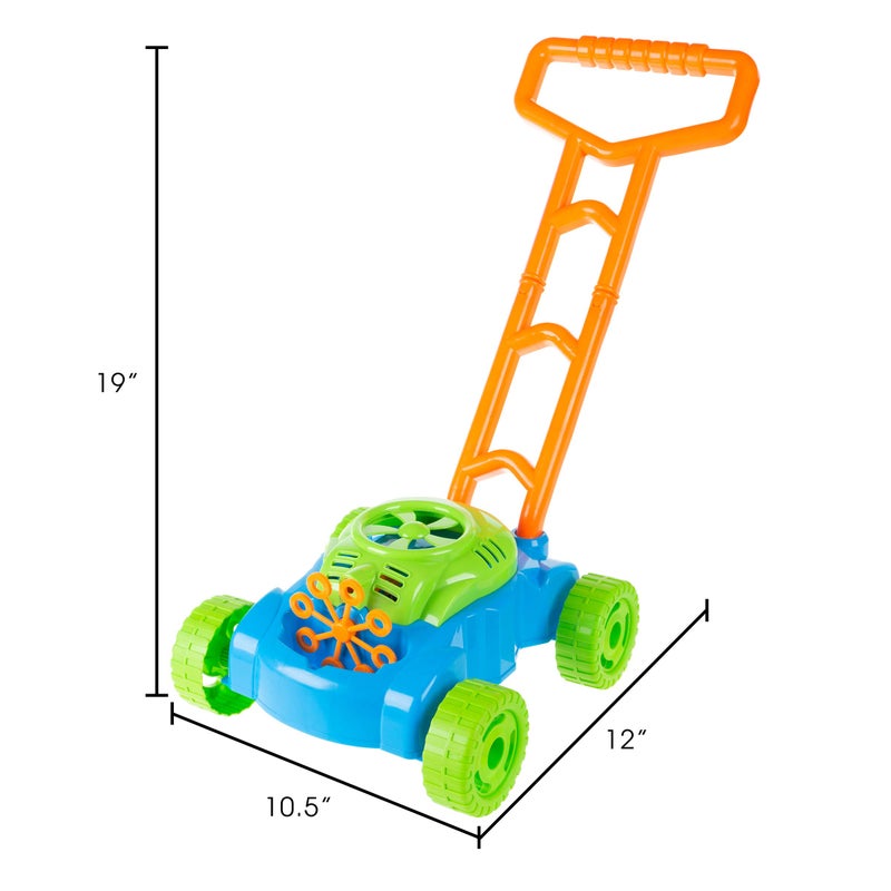 Hey! Play! Bubble Lawn Mower - Outside Push Lawnmower Bubble Blower Machine for Toddlers - Walk Behind Outdoor Activity for Kids by Hey Play (Blue) - Image 2