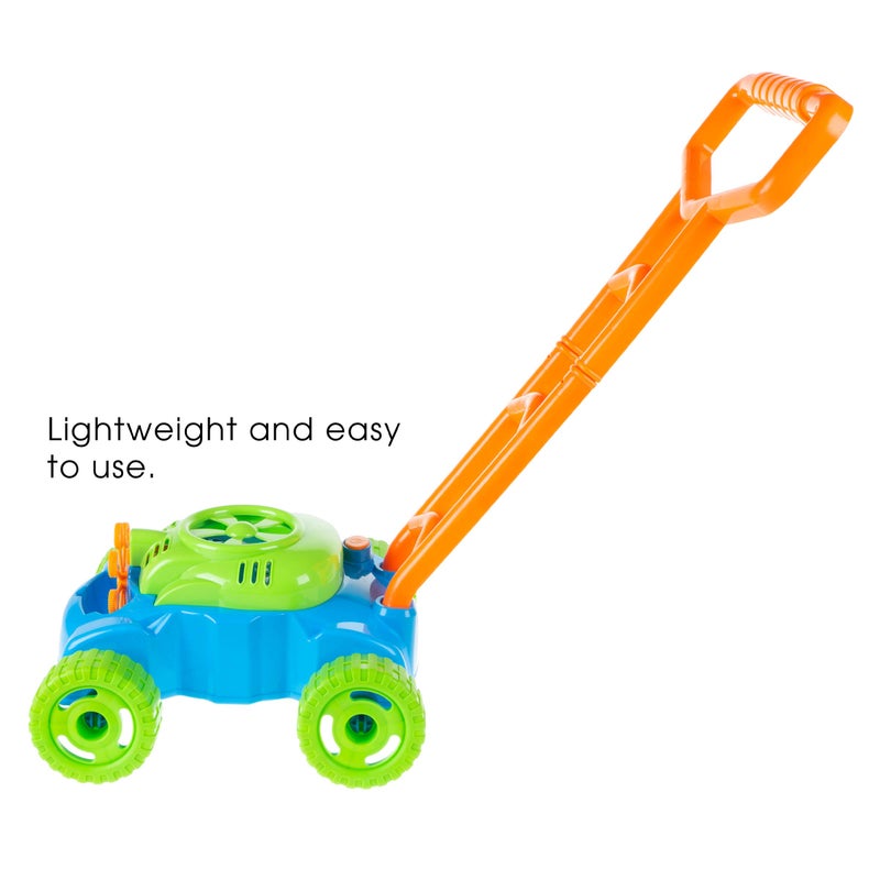 Hey! Play! Bubble Lawn Mower - Outside Push Lawnmower Bubble Blower Machine for Toddlers - Walk Behind Outdoor Activity for Kids by Hey Play (Blue) - Image 5