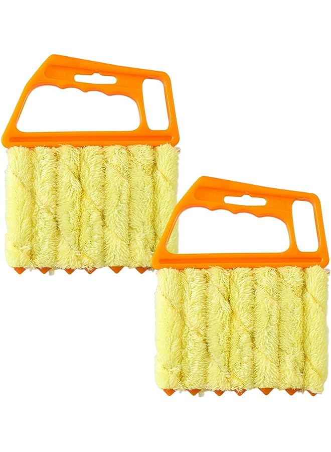 Goodern 2Pcs Washable Window Blind Cleaner Duster Tool,7 Fingers Dusting Cleaner and Air Vent Cleaner,Shutter Cleaner Brush,Air Conditioner Keyboard Fan Duster Dirt Housekeeping Cleaner-Orange - Image 1