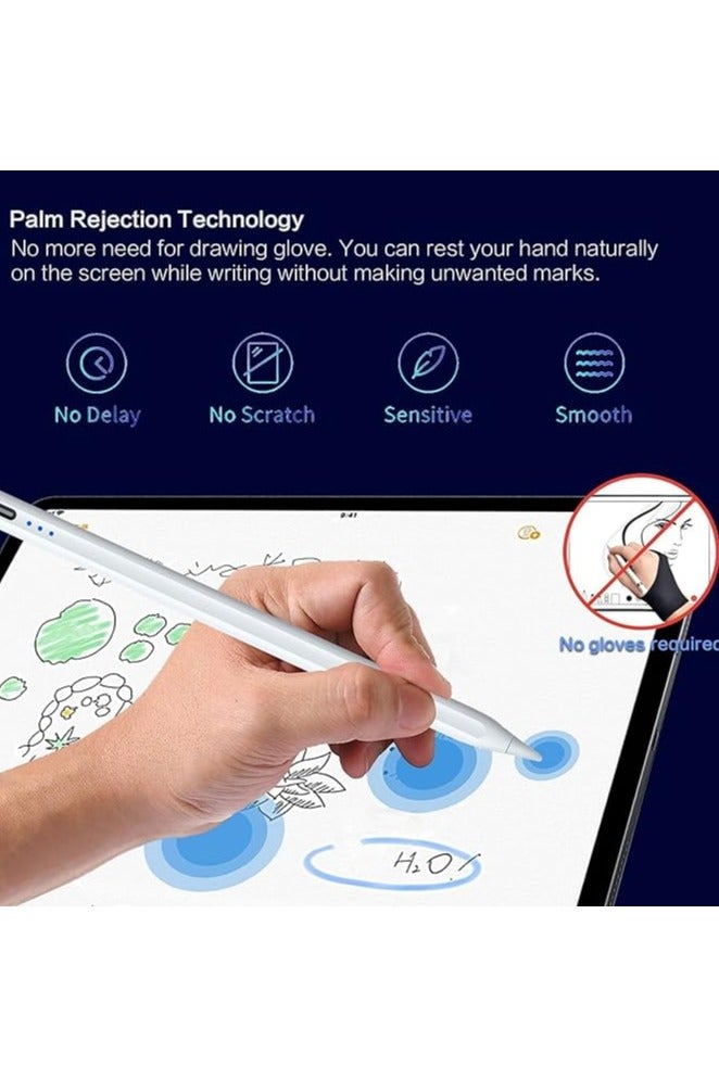 Stylus Pen for iPad with Palm Rejection 10/9/8/7/6th Gen, 10 Mins Fast Charge Apple Pencil,iPad Pro 12.9/11/13-inch M4, Air 3/4/5/M2, Mini 5/6th Gen, White - Image 2