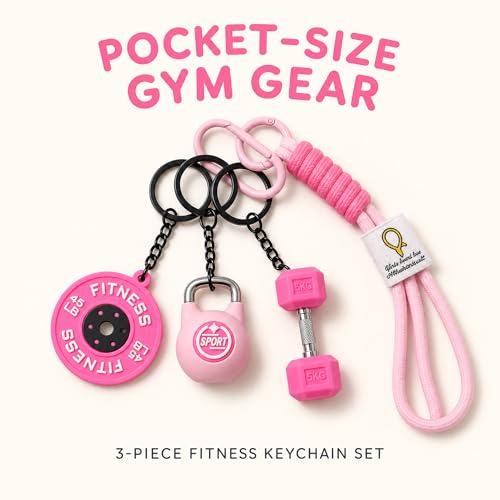 Levesica Dumbbell Keychain set Silicone Gym Keychain with Metal Handle Motivational Girl Gym Accessories Fitness Gifts (pink) - Image 2