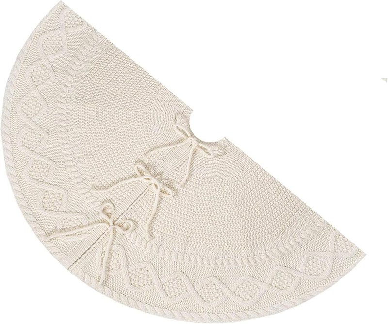 غطاء قاعدة شجرة الكريسماس الأبيض بطانية أرضية 91 سم غلاف حامل زخرفي - Image 1