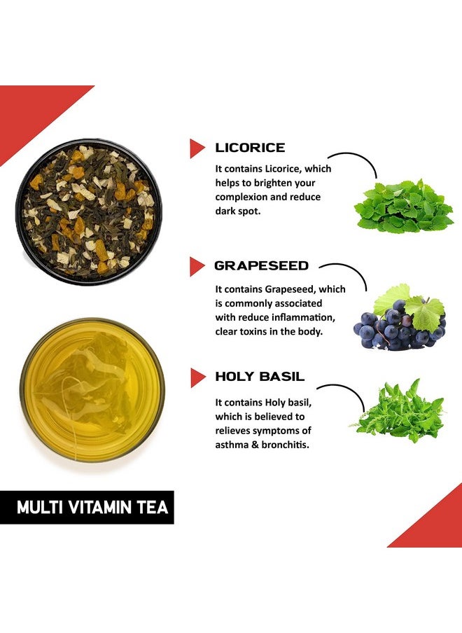 TEACURRY - Multivitamin Tea (100 Gram Loose, 1 Month Pack) + Infuser) - Essential Minerals & Vitamins For Daily Energy & Stamina | Plant Only Multivitamin Tea For Men & Women And Kids - Image 1