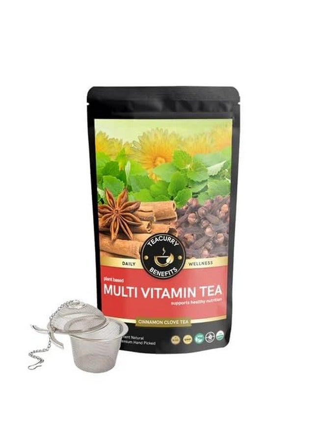 TEACURRY - Multivitamin Tea (100 Gram Loose, 1 Month Pack) + Infuser) - Essential Minerals & Vitamins For Daily Energy & Stamina | Plant Only Multivitamin Tea For Men & Women And Kids - Image 1