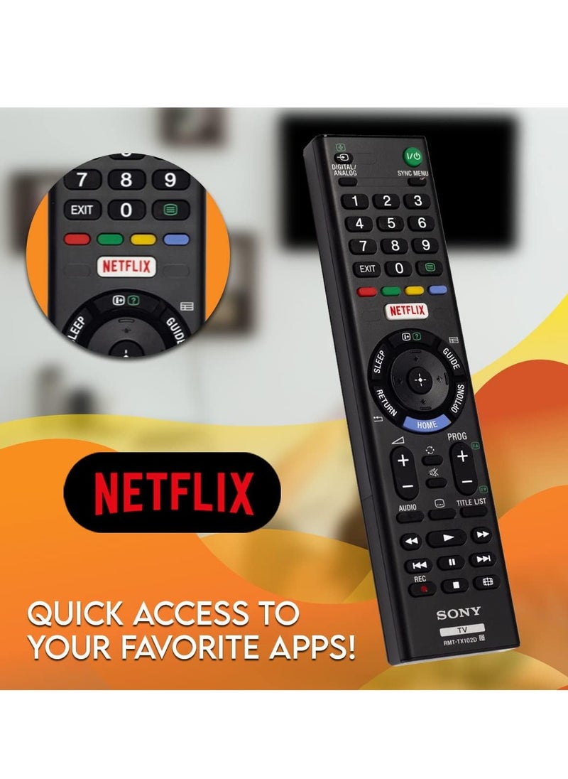 ELTRAZONE - OEM Sony RMT-TX102D Remote Control Compatible with Bravia TV Models KDL32R500C, KDL-32R500C, KDL40R550C, KDL-40R550C, KDL40WD655, KDL-40WD655, KDL48R550C, KDL-48R550C - Includes Key with battery - Image 1