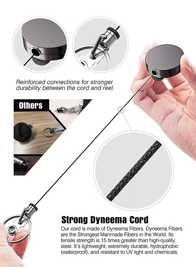 Generic 2 Piece Heavy Duty Metal Retractable Badge Holder Reel with Belt Buckle Key Ring, Waterproof Vertical Clear ID Card Holder and PU Leather Badge Holder  - Image 2