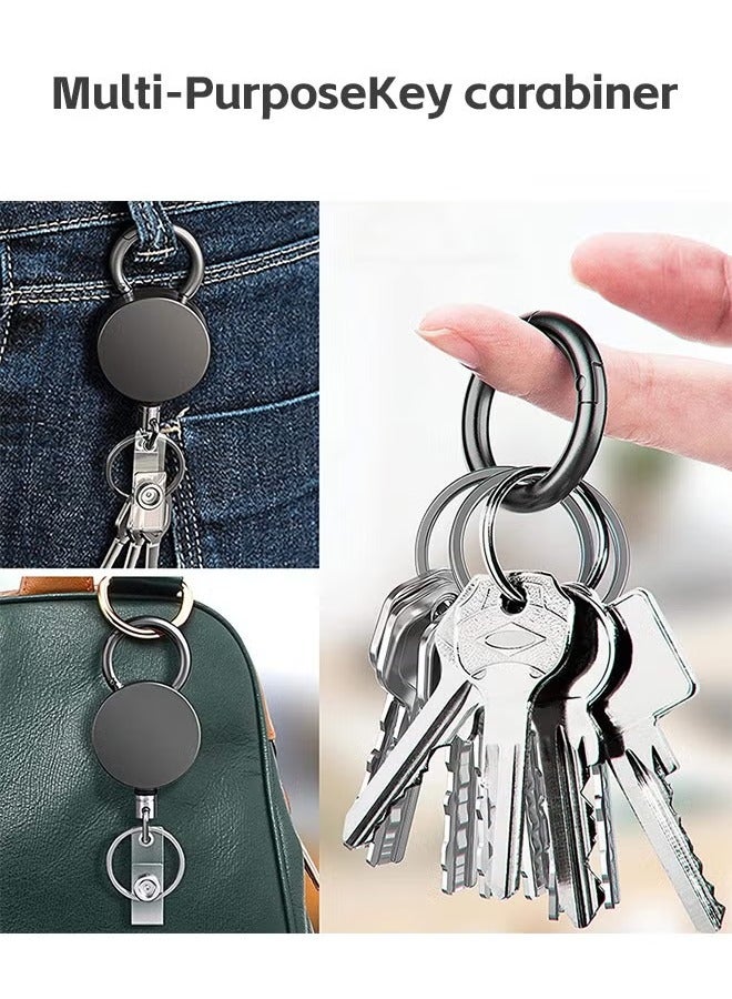 Generic 2 Piece Heavy Duty Metal Retractable Badge Holder Reel with Belt Buckle Key Ring, Waterproof Vertical Clear ID Card Holder and PU Leather Badge Holder  - Image 4