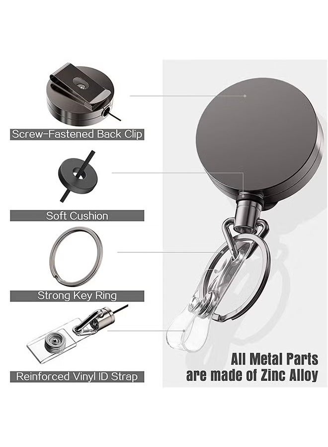 Generic 2 Piece Heavy Duty Metal Retractable Badge Holder Reel with Belt Buckle Key Ring, Waterproof Vertical Clear ID Card Holder and PU Leather Badge Holder  - Image 5