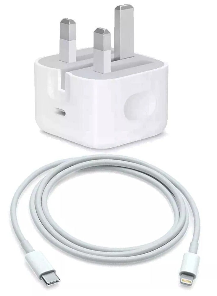 20W Fast Charger  USB C Wall Fast Charger with USB C to Lightning Cable