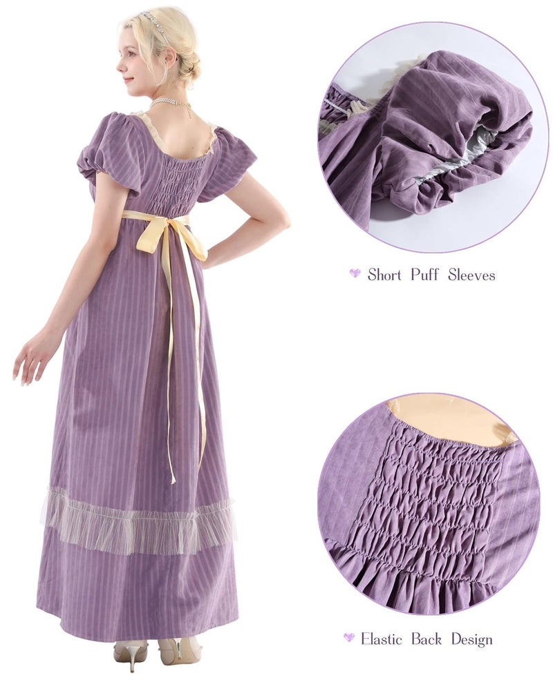 NSPSTT Purple Regency Dresses for Women Ball Gown Dress Renaissance Victorian Costume, XXL - Image 3