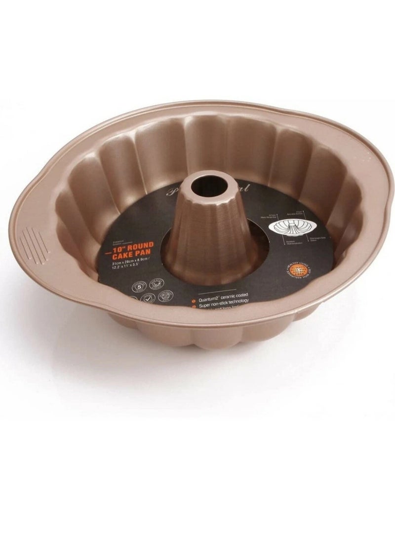 شيف ميد صينية كيك بوندت 10 إنش غير لاصقة – تصميم حلقي احترافي لخبز الكيك الإسفنجي والشكولاته – متانة عالية وتوزيع حرارة مثالي للاستخدام المنزلي والمهني - Image 4
