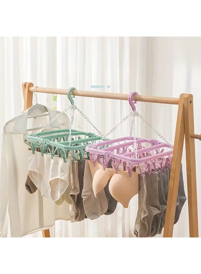 Pink Foldable Rotating Clothes Drying Rack 32 Clip Space Saving Laundry Organizer - Image 3