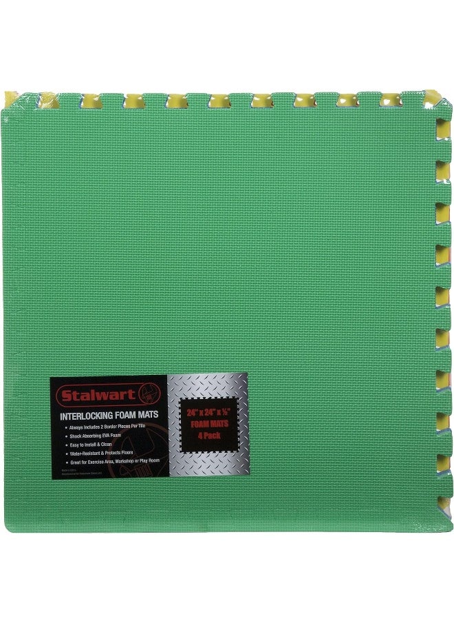 Stalwart Stalwart Foam Mat Floor Tiles, Interlocking Eva Foam Padding Soft Flooring For Exercising, Yoga, Camping, Kids, Babies, Playroom ��� 4 Pack, 24" X 24" X 0.5"  - Image 4