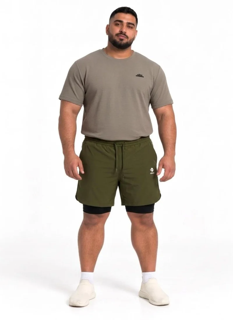 Abitos Olive Green Pump Pro Plus Size Long 2 in 1 Shorts Olive Green for Men | Best Price UAE