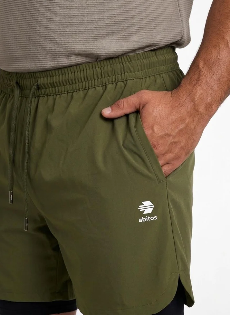 Abitos Olive Green Pump Pro Plus Size Long 2 in 1 Shorts Olive Green for Men | Best Price UAE