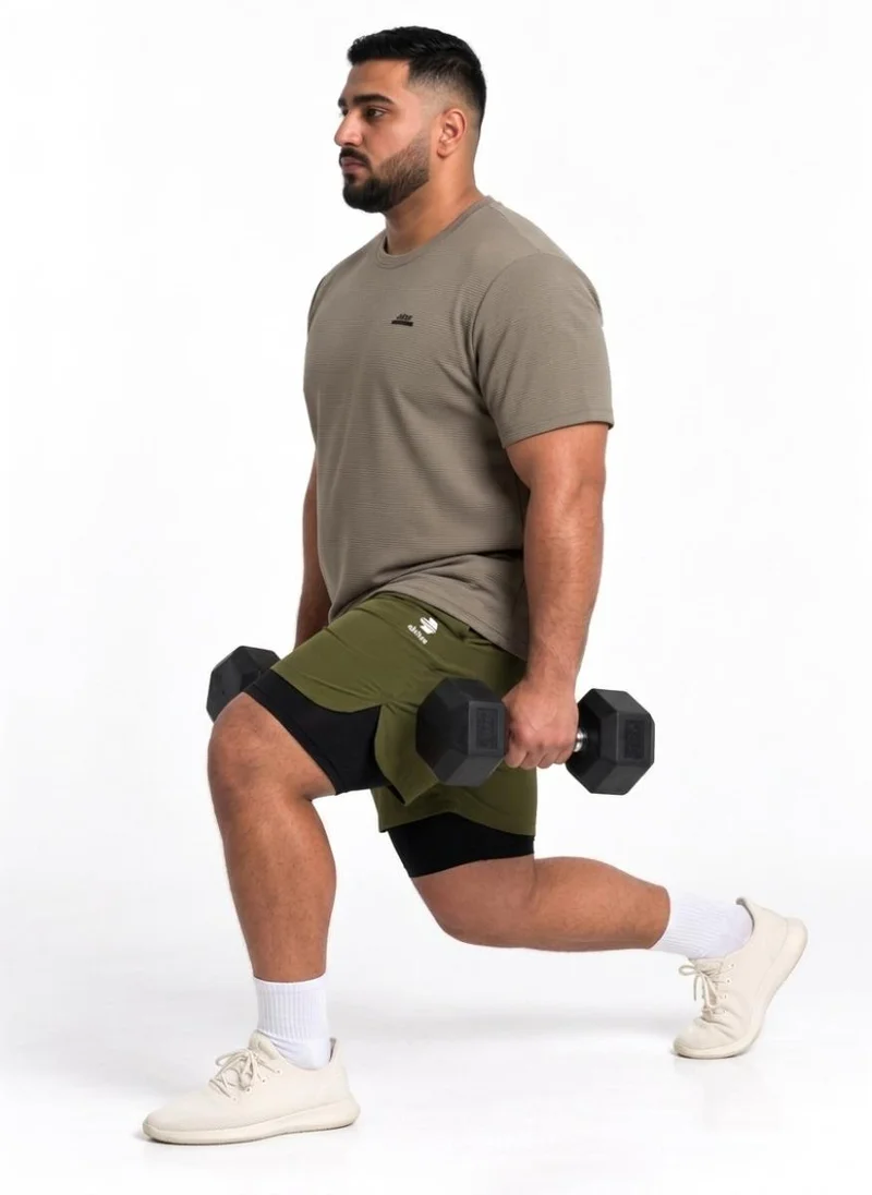Abitos Olive Green Pump Pro Plus Size Long 2 in 1 Shorts Olive Green for Men | Best Price UAE