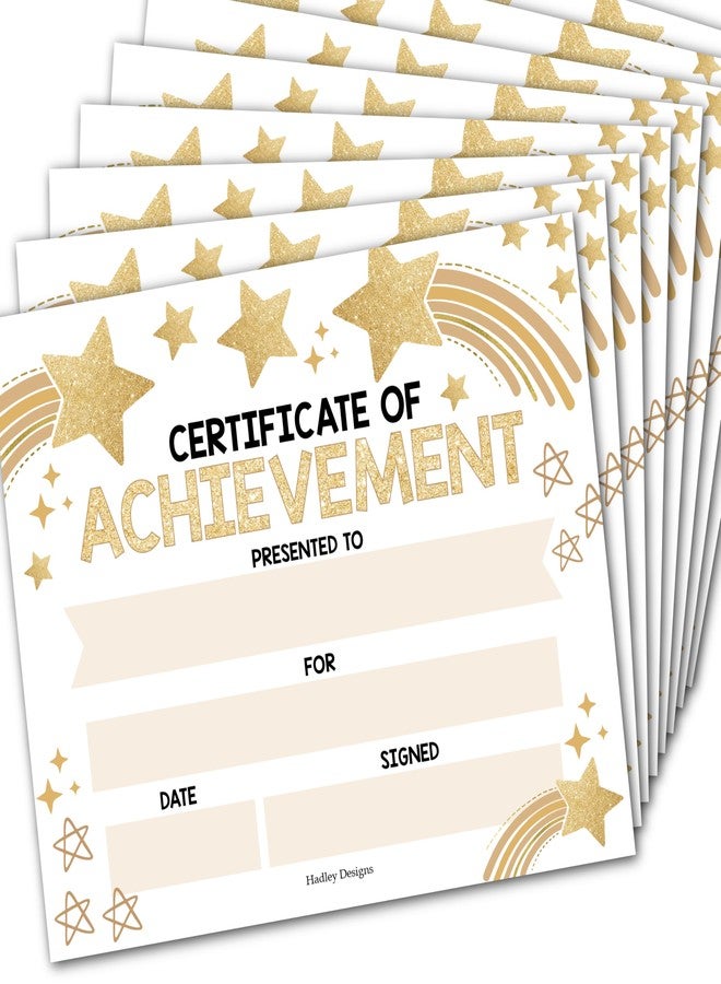 Hadley Designs Classroom Award Certificates for Students -25 Certificate of Achievement Awards, Gold Star Certificate Paper, Preschool Graduation Certificates for Kids, Kindergarten Diploma, Star Student Honor Roll - Image 1
