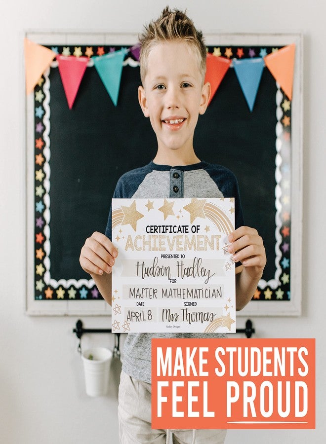 Hadley Designs Classroom Award Certificates for Students -25 Certificate of Achievement Awards, Gold Star Certificate Paper, Preschool Graduation Certificates for Kids, Kindergarten Diploma, Star Student Honor Roll - Image 2
