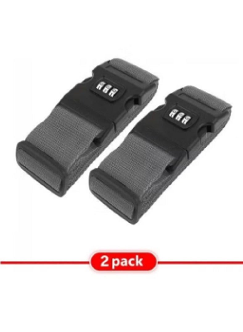 MARGOUN 2-Piece 3-Digit Lock Combination Luggage Belt Set Grey  - Image 1