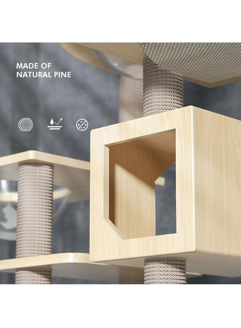 مونوج شجرة قطط مع أعمدة خدش من نبات السيزال، بيت لعب للقطط، برج كبير متعدد المستويات ومكان للراحة للقطط - Image 5