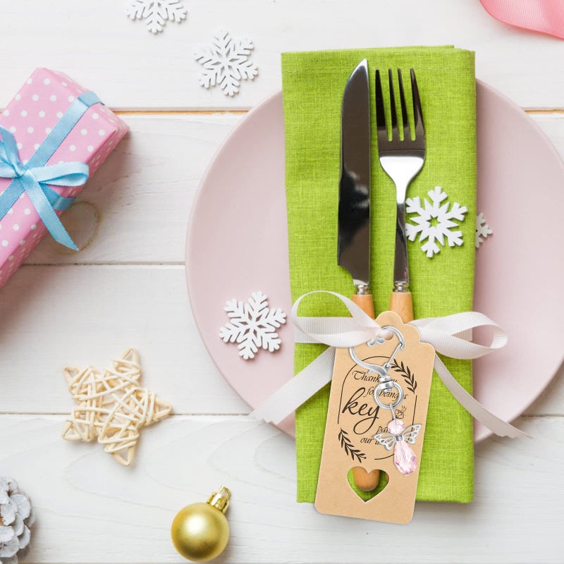 GWHOLE Angel Keychains with White Organza Bags & Gift Tags for 30 Guests, Baby Shower Guest Gifts Baptism Favors Wedding Favors for Guests, Pink - Image 4